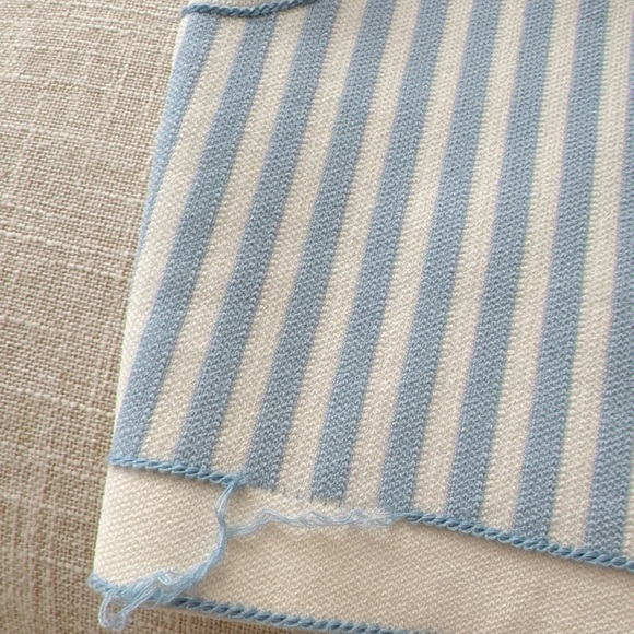 Sandro Aussy Striped Crop tank top constrast stitches size 0 XS 34 light blue - Picture 4 of 5